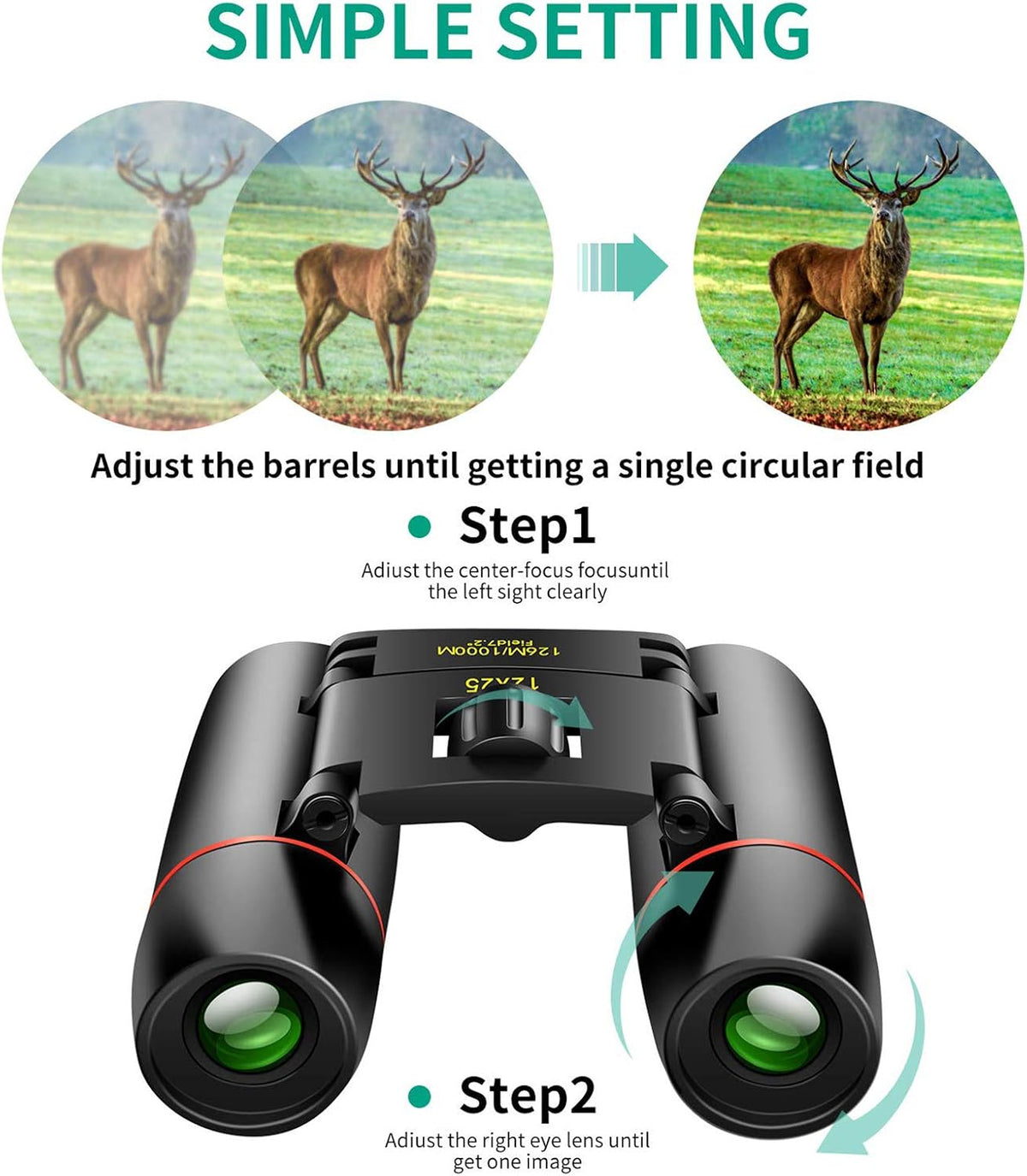 POLDR 12X25 Small Pocket Binoculars Compact for Adults