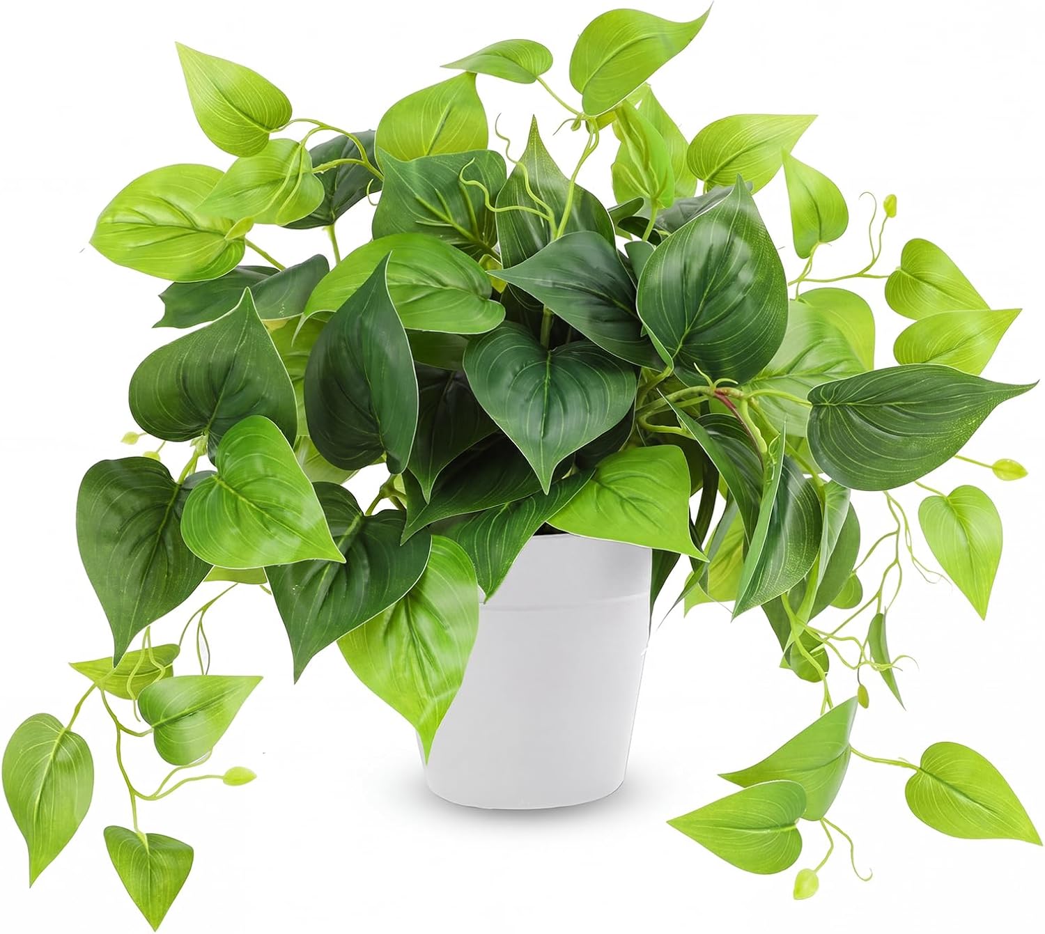 CEWOR Artificial Plants Fake Pothos with Plastic Pot Artificial Potted Plant for Home Office Bedroom Indoor Outdoor Decor 1 Pack