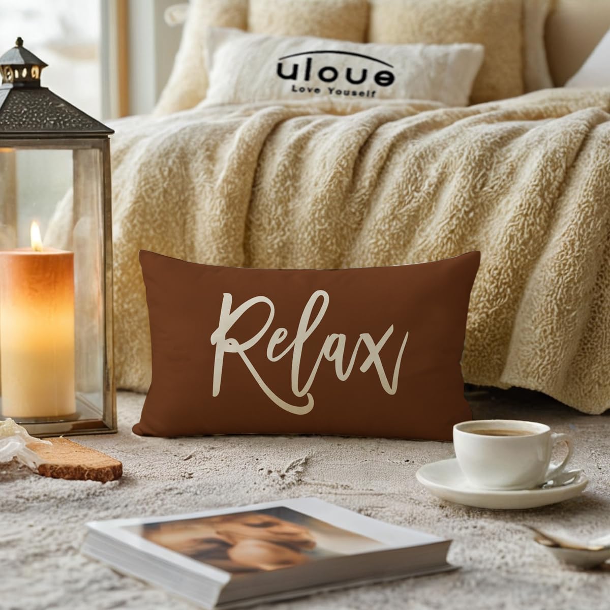 Relax Unwind Throw Pillow Covers 12x20 Farmhouse Spring Summer Decorative Lumbar Pillowcases Porch Patio Cushion Covers 2Pack for Bedroom Living Room Sofa Couch Home Decor (Coffee)