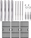 Hiorucet Grill Grates Replacement Parts for Charbroil Advantage 463344015, 463343015, 463335115, Grid Cooking Grates, Heat Plate, Burner, Ignitor and Crossover Tube for Charbroil 4 Burner Grill Parts.