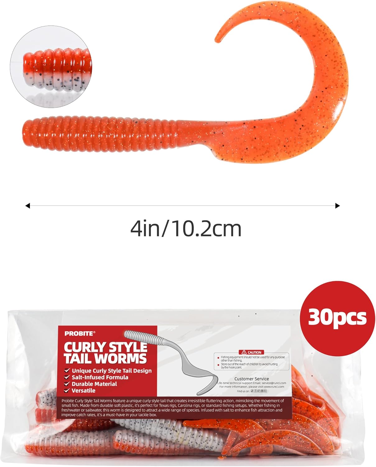 Curly Style Tail Worms Fishing Lures – Realistic Wavy Tail Soft Bait Grub Swimbaits for Saltwater & Freshwater Fishing, Available in 4 Inch & 6 Inch, Perfect for Bass, Trout, Crappie, & More