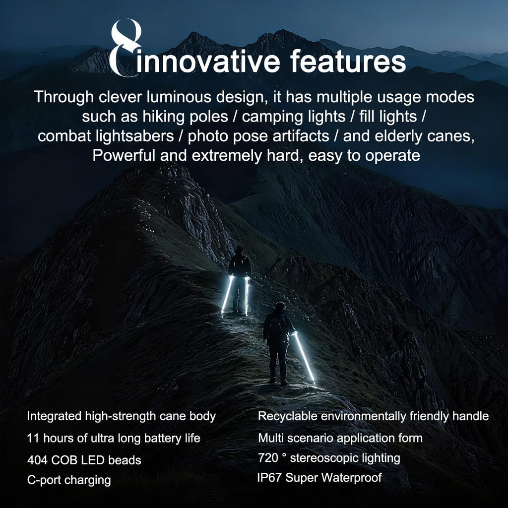 LED Glow Trekking Pole, 2026 Luminous Hiking Stick Walking Staff