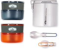 GSI Outdoors Glacier Dualist Camping Cookset, Stainless Steel Backpacking Cookware Set with Pots, Bowls, Mugs & Storage Bag, Lightweight Camping Gear for 2 People