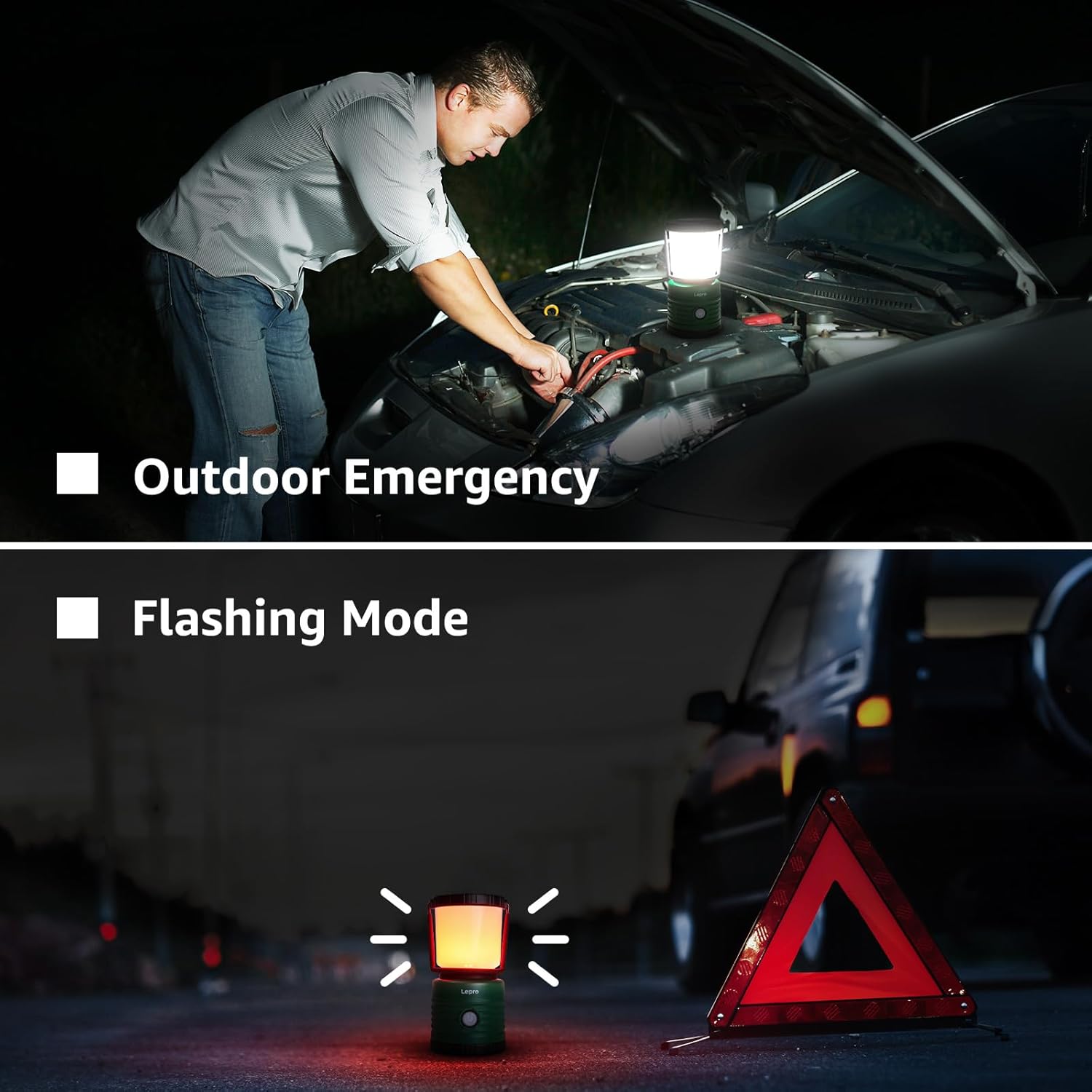 Lepro Camping Lantern, Battery Powered LED with 1500LM, 4 Light Modes, Waterproof Tent Light, Lantern Flashlight for Hurricane, Emergency Light, Survival Kit, Storms, Outages, Fishing, Hiking