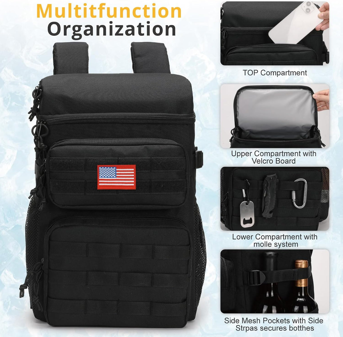 Tactical Backpack Cooler for Men,25L Insulated Lunch Ice Chest for Work