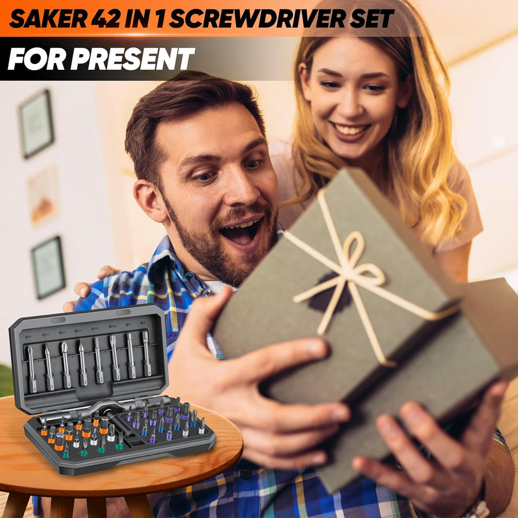Saker 42-in-1 Magnetic Ratchet Screwdriver Set With T-Handle Grey