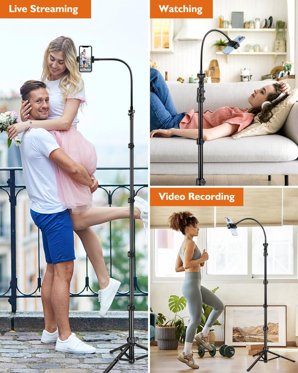 Victiv Phone Tripod, 85" Tall Tripod for iPhone with Remote & Phone Holder