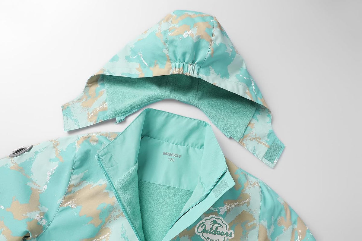 MGEOY Kids Rain Jacket, Waterproof Lightweight Hooded Windbreaker for Boys Girls 4-16Y