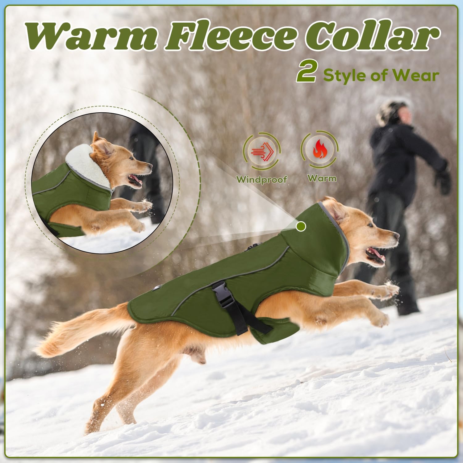 EMUST Dog Winter Coat, Waterproof Fleece Dog Jacket Winter for Small Dogs