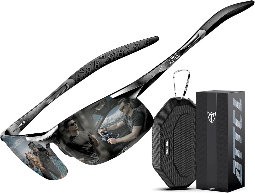 ATTCL 0.9 oz Polarized Sunglasses Men Al-Mg Metal Golf Fishing Sports UV400