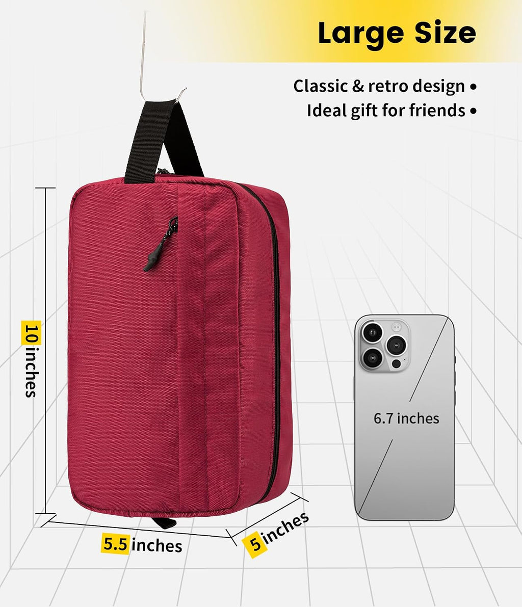 Vorspack Travel Toiletry Bag for Men - Hanging Toiletries Bag Water Resistant Travel Bag for Toiletries Accessories - Maroon