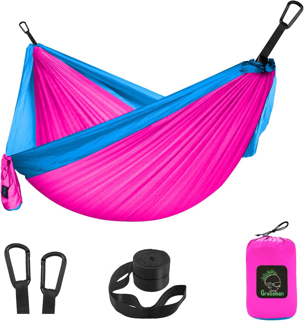 GRASSMAN Kids Hammock-Small Camping hammocks, Portable Camping Gear for Child Indoor/Outdoor use, with Tree Straps & Carabiners Fuchsia