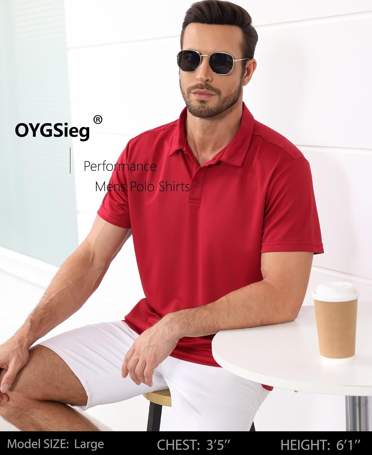 OYGSieg 5 Pack Polo Shirts for Men Short Sleeve Collared Golf Polos