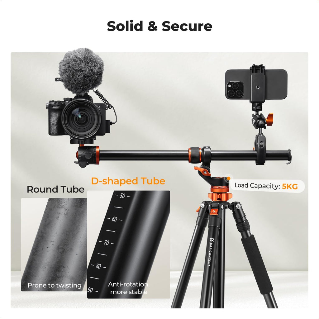 K&F Concept 16.1" Horizontal Tripod Center Column Arm, Aluminum Alloy