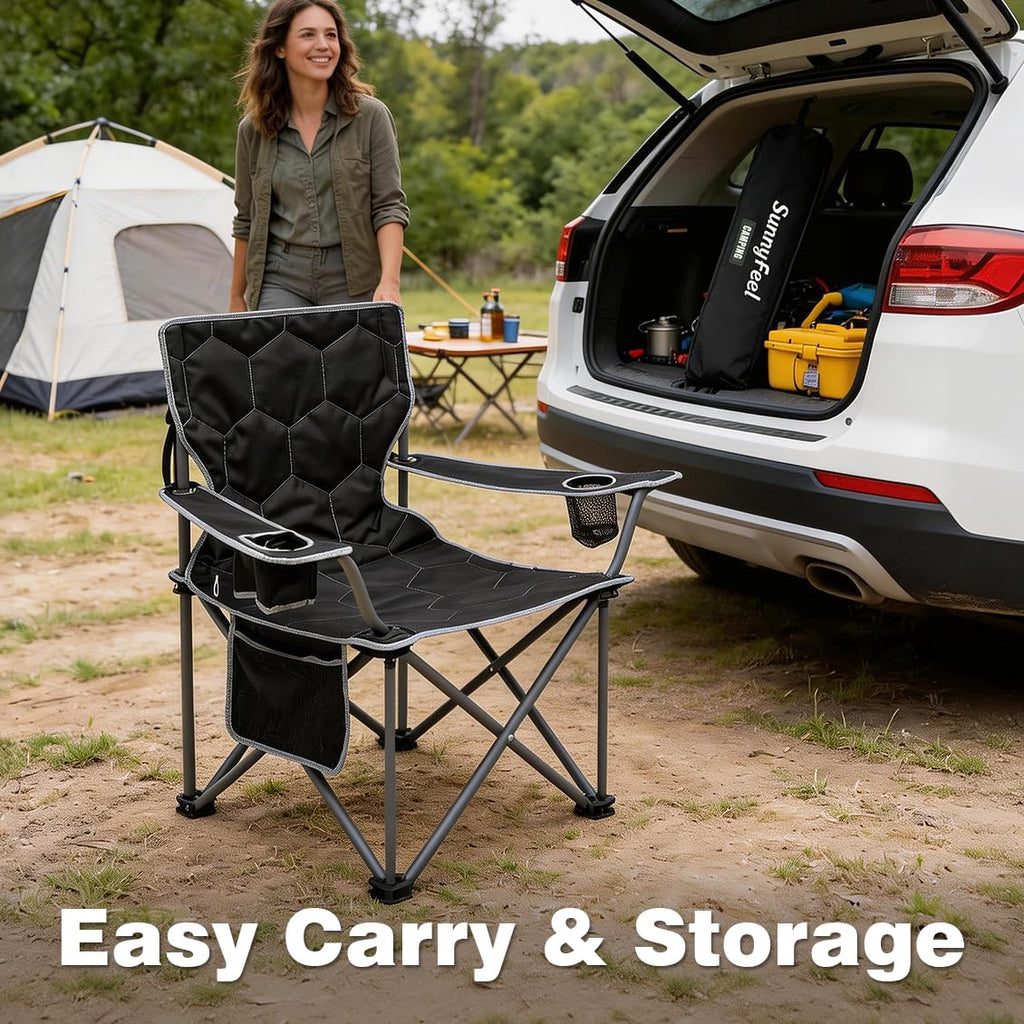 SUNNYFEEL Oversized Camping Chair for Adults, Heavy Duty 500LBS Black