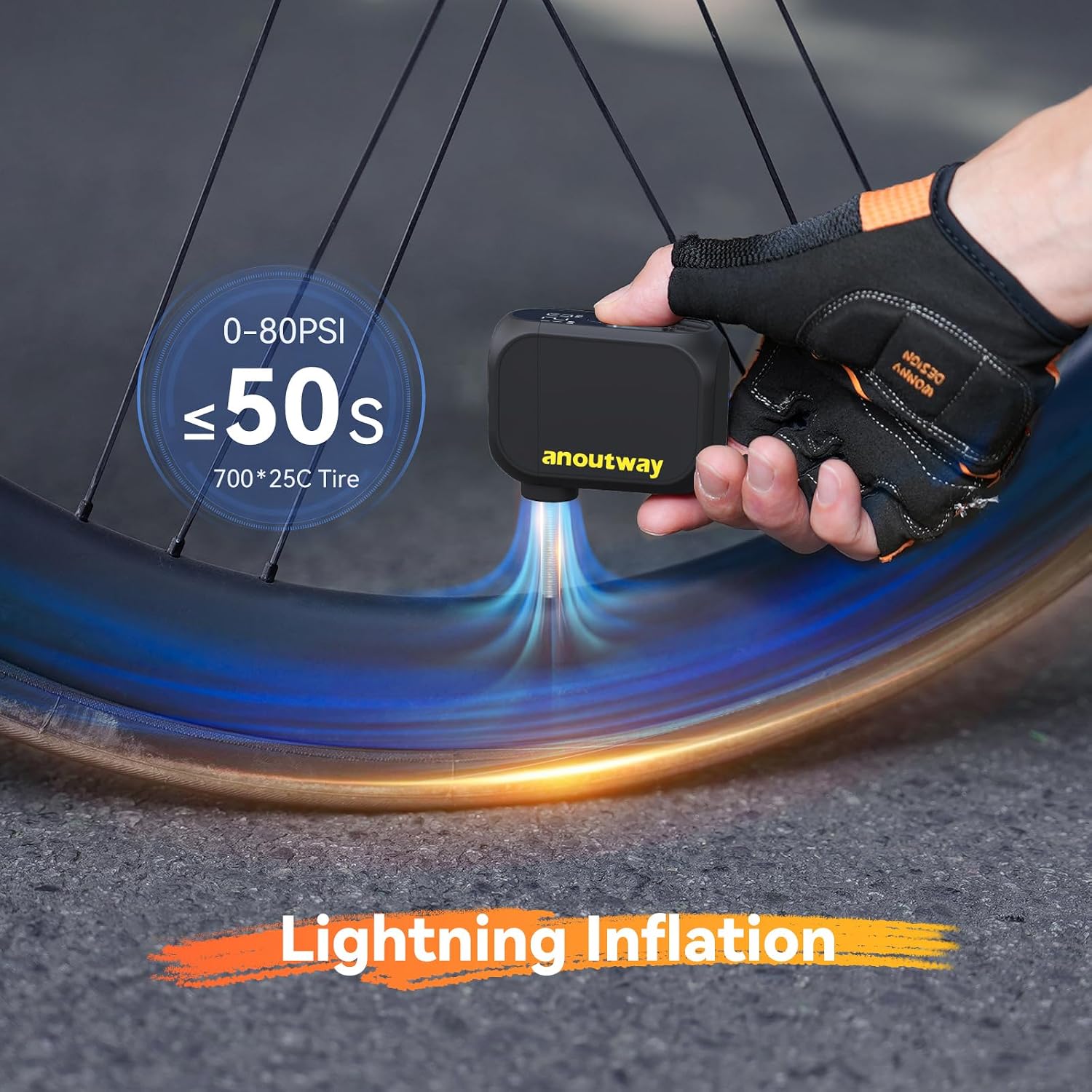 Bike Pump with Gauge Mini Electric 120PSI Portable AT1 PRO