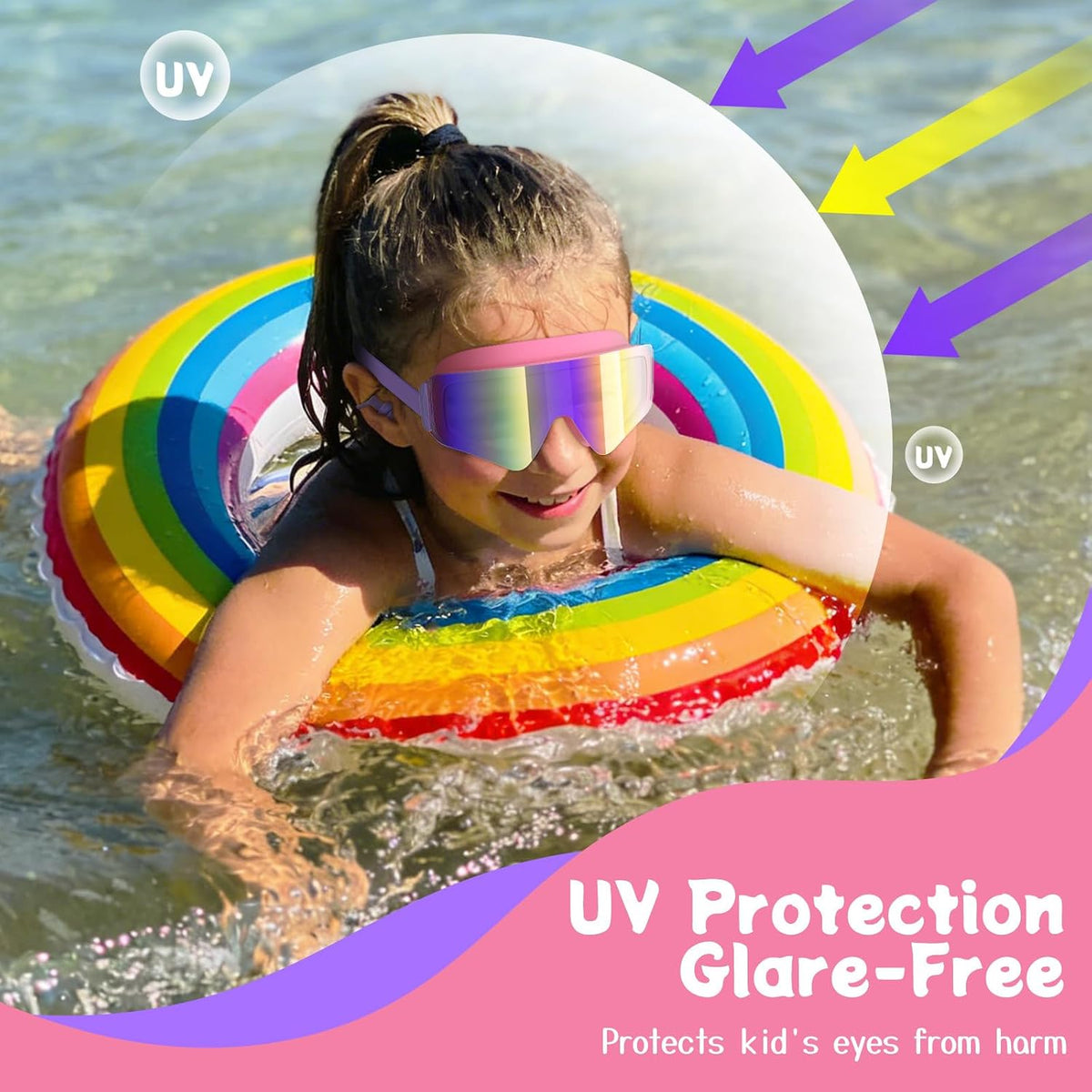 2 Pack Kids Swim Goggles for 3-15, Anti Fog UV Protection
