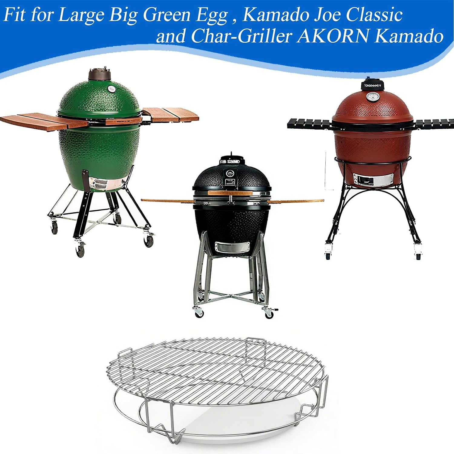 S2C (1-Pack) Cooking Grate System Grilling Accessory for 18" Kamado Joe Classic, Large Big Green Egg, Coyote The Asado Cooker, Pit Boss and Other kamado Grill
