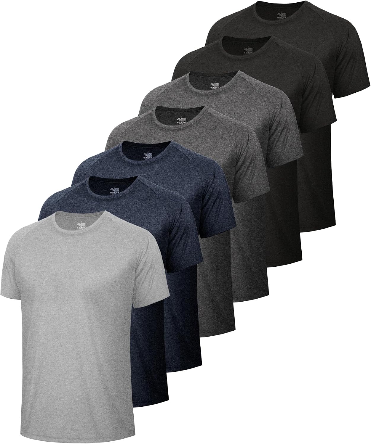 BOOJO 5 Pack Workout Shirts for Men-Quick Dry Black Gym Moisture Wicking Short Sleeve T-Shirts for Running Athletic Casual