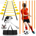 Vztipki Speed & Agility Training Equipment-20ft Agility Ladder, 6 Poles, 12 Soccer Cones, Resistance Parachute, Jump Rope, Soccer Football Basketball Sport Training Set for Kids Youth Adults