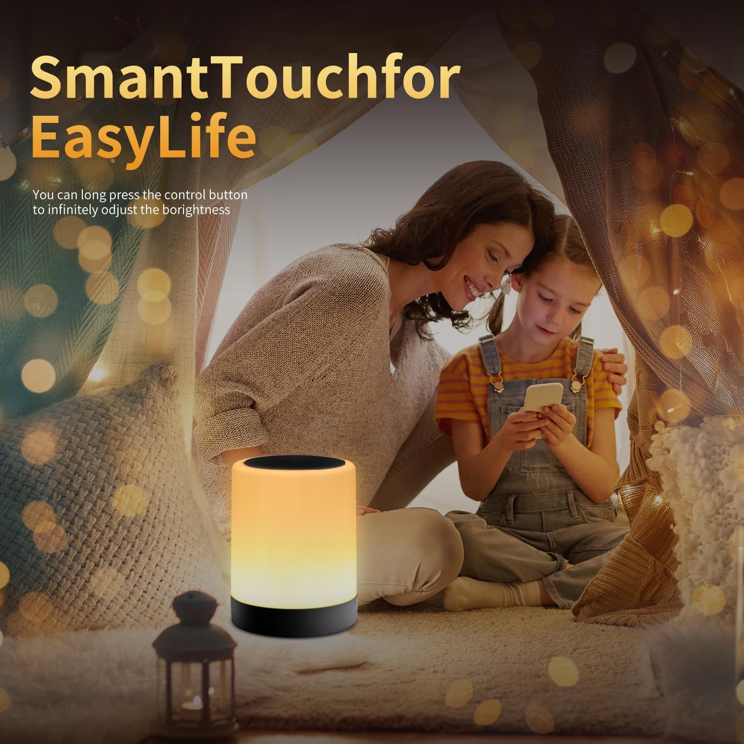 OORUN Touch Bedside Table Lamp,13 RGB Colors & 5 Brightness, USB Rechargeable Desk Lamp, Remote Control Dimmable Night Light with RGB Color Changing,Portable Lamp for Baby (2 Pack Black)