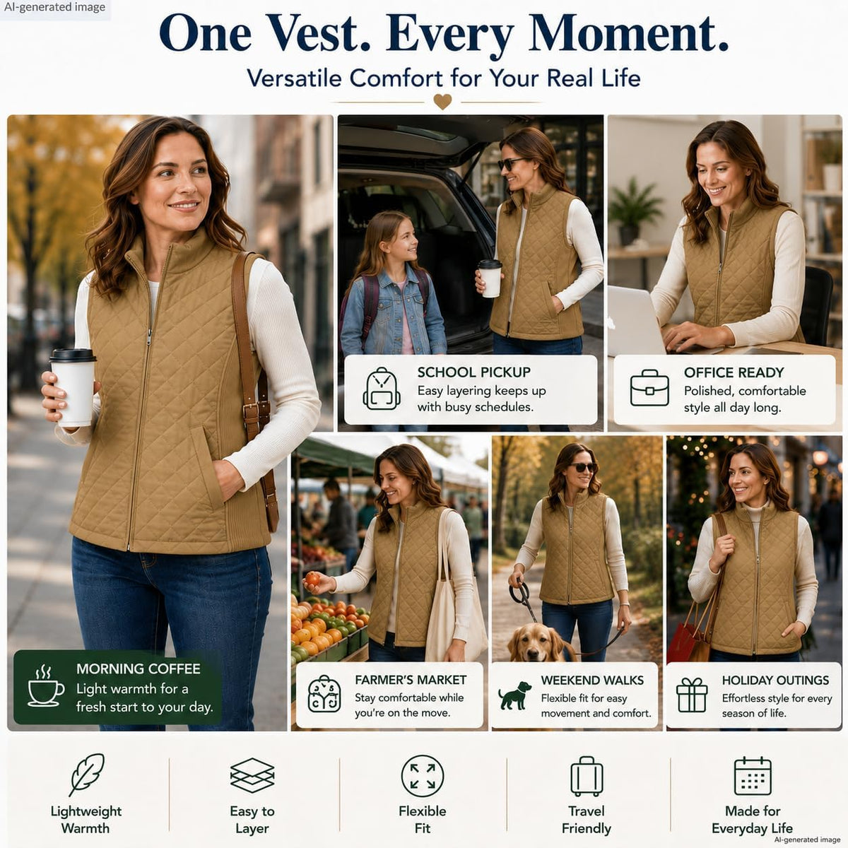 Bienzoe Womens Lightweight Quilted Vest: Warm Daily Layer