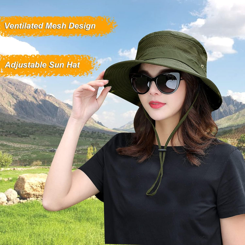 HUAMULAN Wide Brim Sun Hat for Women Men Summer UV Protection Bucket Hats