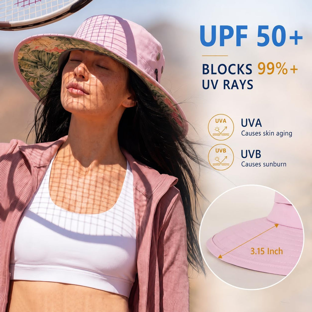 ChicPony™ Big Head Womens Ponytail Bucket Sun Hat Cooling Quick-Dry