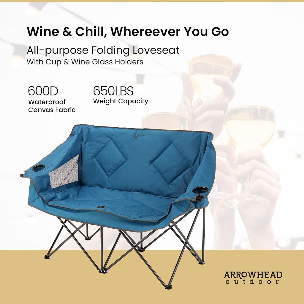 ARROWHEAD OUTDOOR Portable Folding Double Duo Camping Chair Loveseat