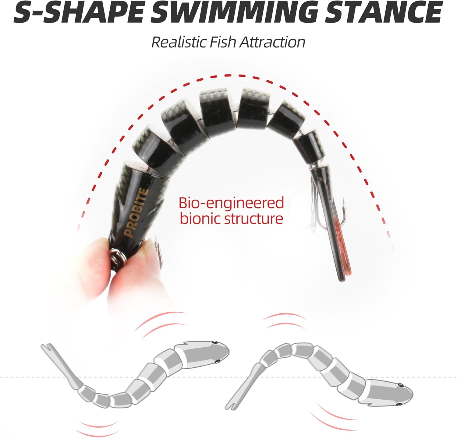 5PCS Lifelike Fishing Lures – Multi-Jointed Swimbait for Bass, Trout, Crappie, Walleye, Pike, Realistic Action with 3D Fish Eyes and Sharp Hooks, Perfect for Fishing Kits in Saltwater & Freshwater