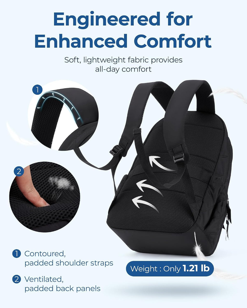 BAGSMART College Laptop Backpack,Cute Travel Backpack for Women,Quilted Computer Bookbag