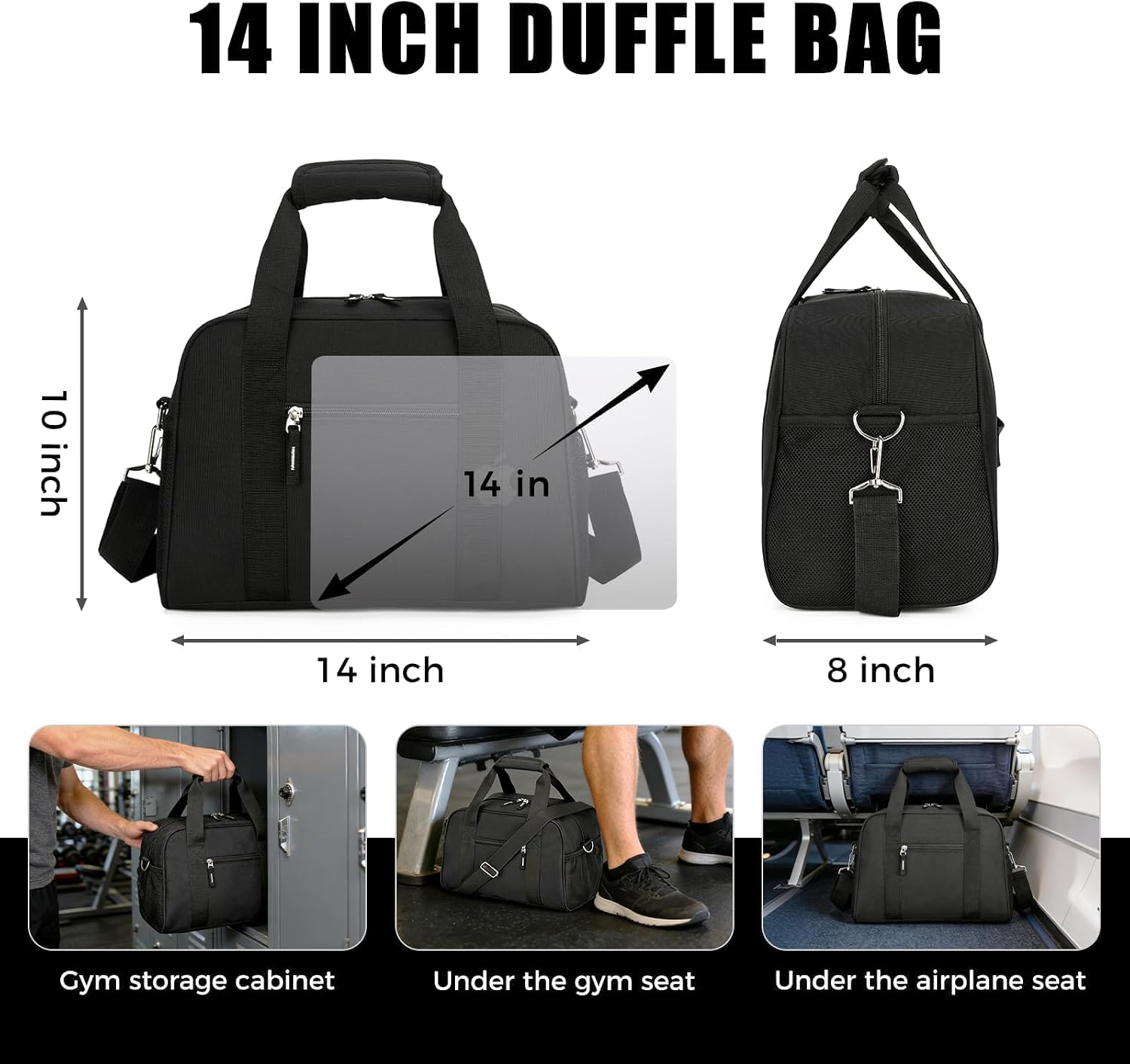 Searock 14-Inch Small Gym Bag for Men & Women, Mini Duffle Bag for Travel