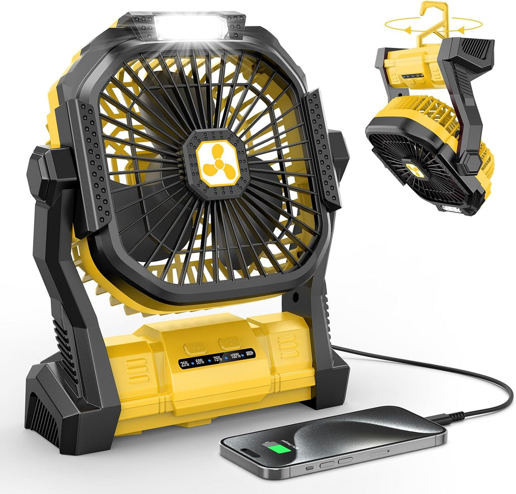 Portable Fan Rechargeable 20000mAh Cordless Battery Powered Camping Fan