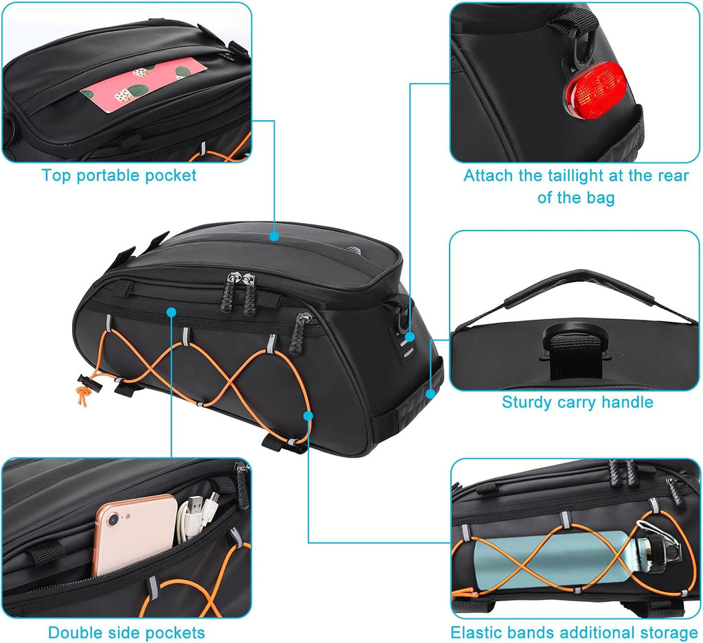 MOSISO Bike Rack Bag Bicycle Bike Trunk Cooler Storage Handbag, Black