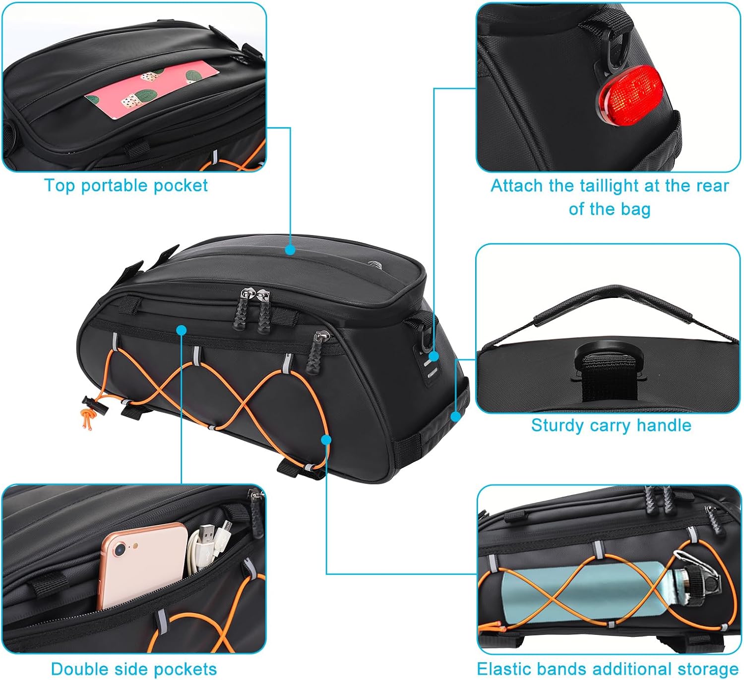 MOSISO Bike Rack Bag Bicycle Bike Trunk Cooler Storage Handbag, Black
