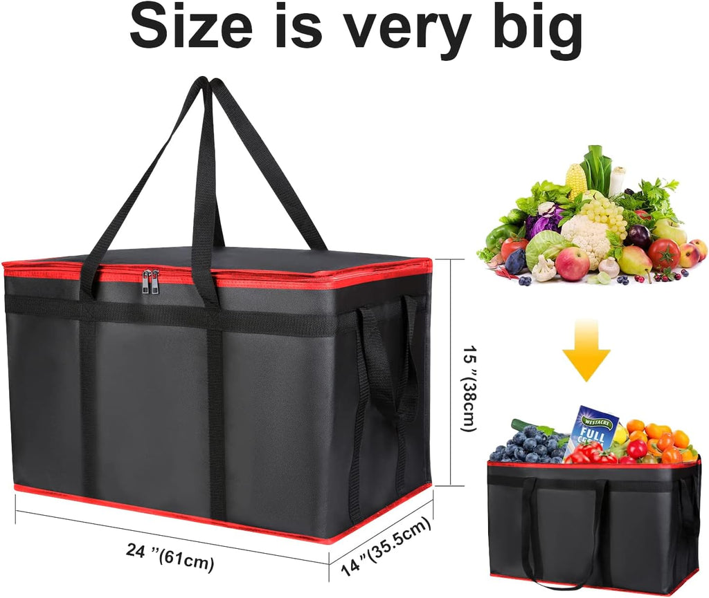 musbus For doordash catering bag 22x14x13 Black Red Insulated Food Delivery Bag Cooler Bags Keep Food Warm Catering Therma for doordash Catering Cooler BagsTherma Shopper hot XXXL 22w x 14 lx 13d