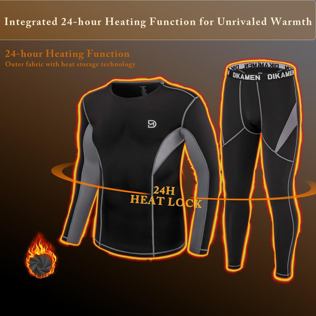 Men's Thermal Underwear Fleece Lined Performance Fleece Tactical Sports Shapewear Thermal Set