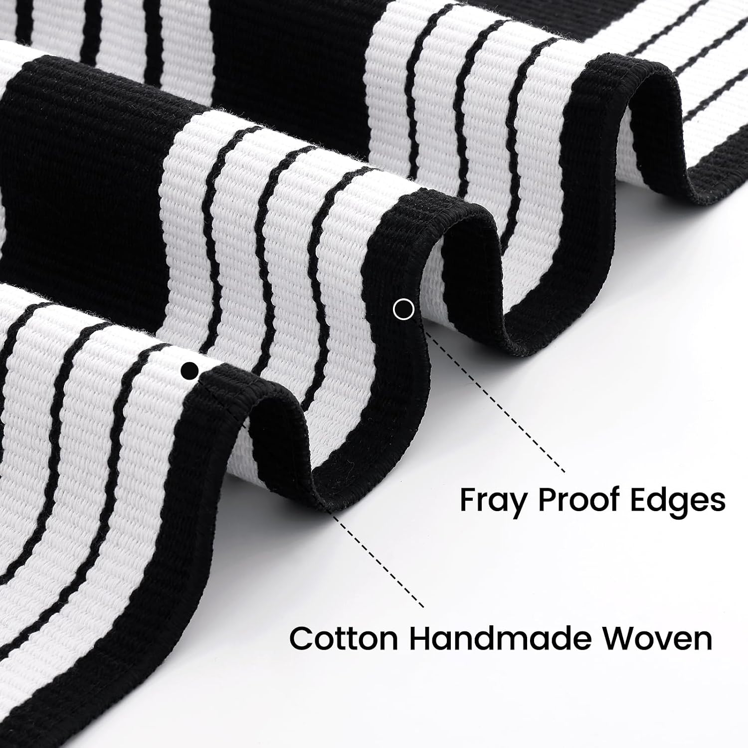 OLANLY Black and White Classic Striped Rug 2'4" x 3'7" (27.5" x 43")