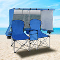 Double Camping Chair with Canopy Shade,Beach Chair Support 600LBS,Blue