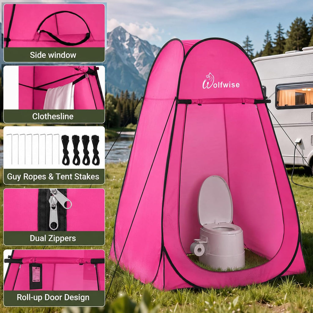 WolfWise Pop Up Shower Tent for Camping Essentials, Compact & Lightweight