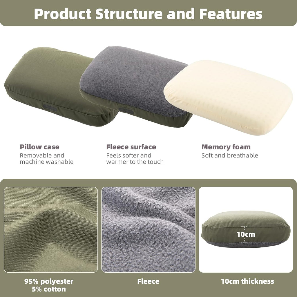 BISINNA Camping Memory Foam Pillow Backpacking Pillow with Removable Cover