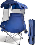 EO Living Oversized Camping Chair with Canopy Shade - 400 LBS Heavy Duty