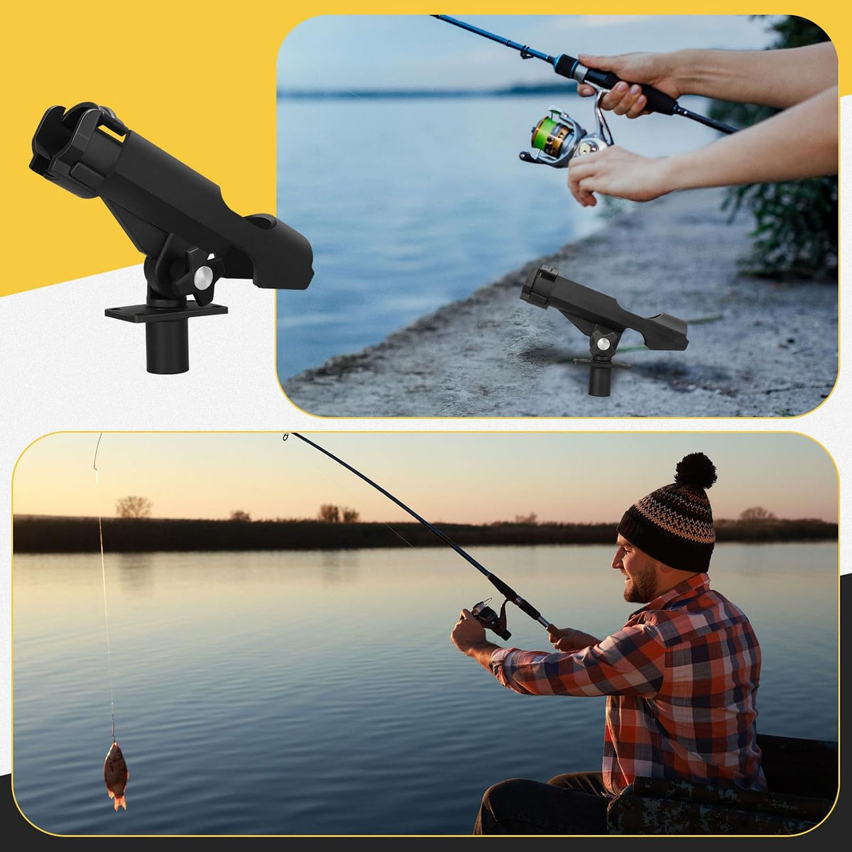 Threlaco Fishing Rod Holders for Boat Adjustable 360 Swivel