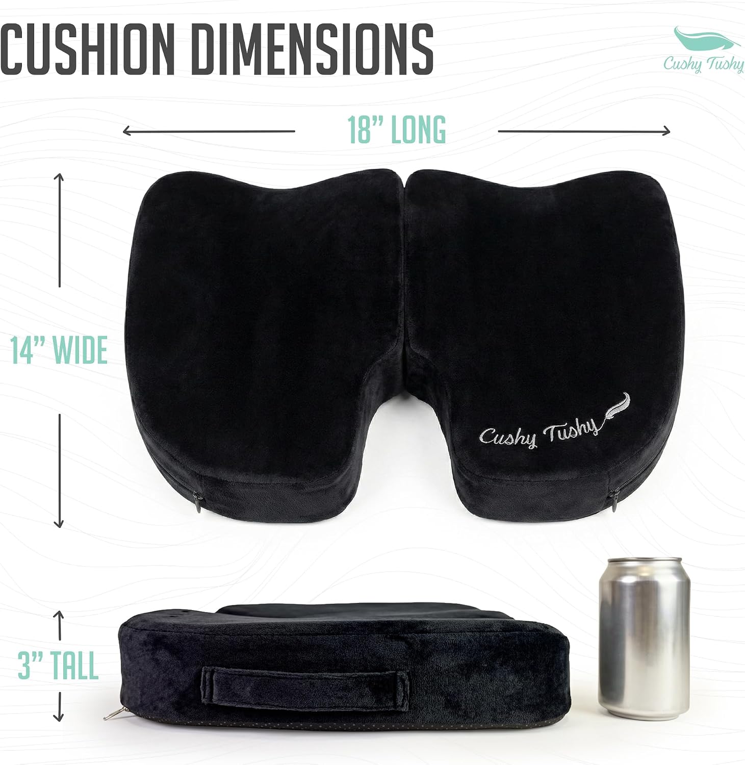 Cushy Tushy Premium Foldable Travel Seat Cushion - for Relief of Lower Back, Sciatic, Butt and Tailbone Pain - for Home & Office Use, Perfect for Travel or Driving - Coccyx Seat Cushion