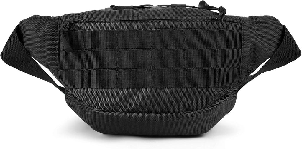 SOWHUP Tactical Fanny Pack,Military Waist Bag Pack with U.S Patch Utility Hip Belt Bumbag for Outdoor Fishing Hiking (Black c(4 Zipper Pockets))