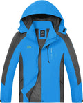 TEZO Mens Rain Jacket Waterproof with Hooded Hiking Coat Lightweight Windbreaker