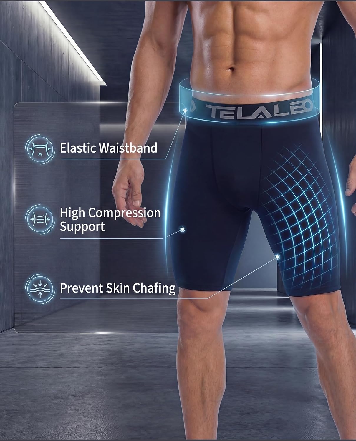 Compression Shorts Men Spandex Athletic Underwear Boxer Brief Base Layer