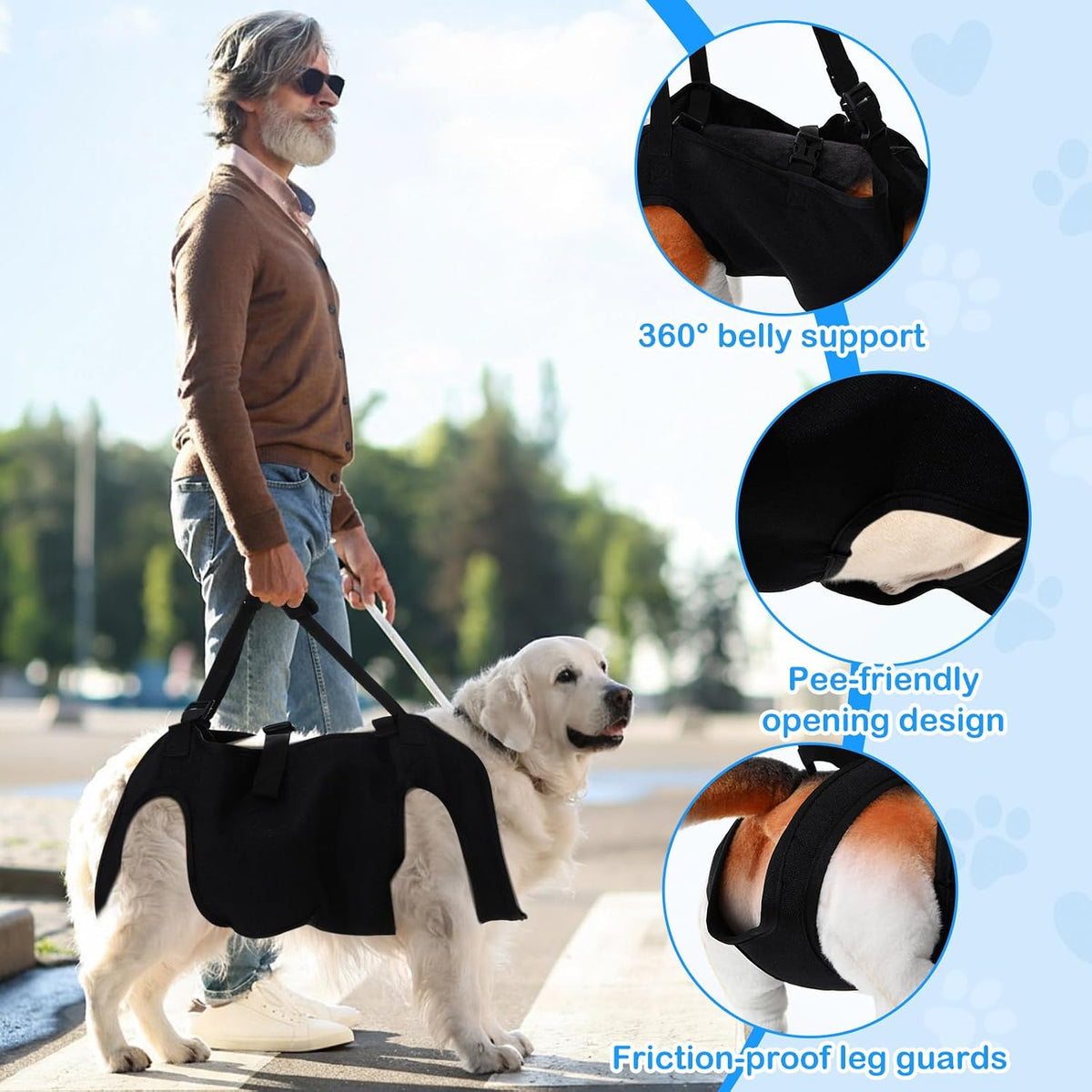 Shinylin Dog Carry Sling Emergency Backpack Dog Lift Harness, XL
