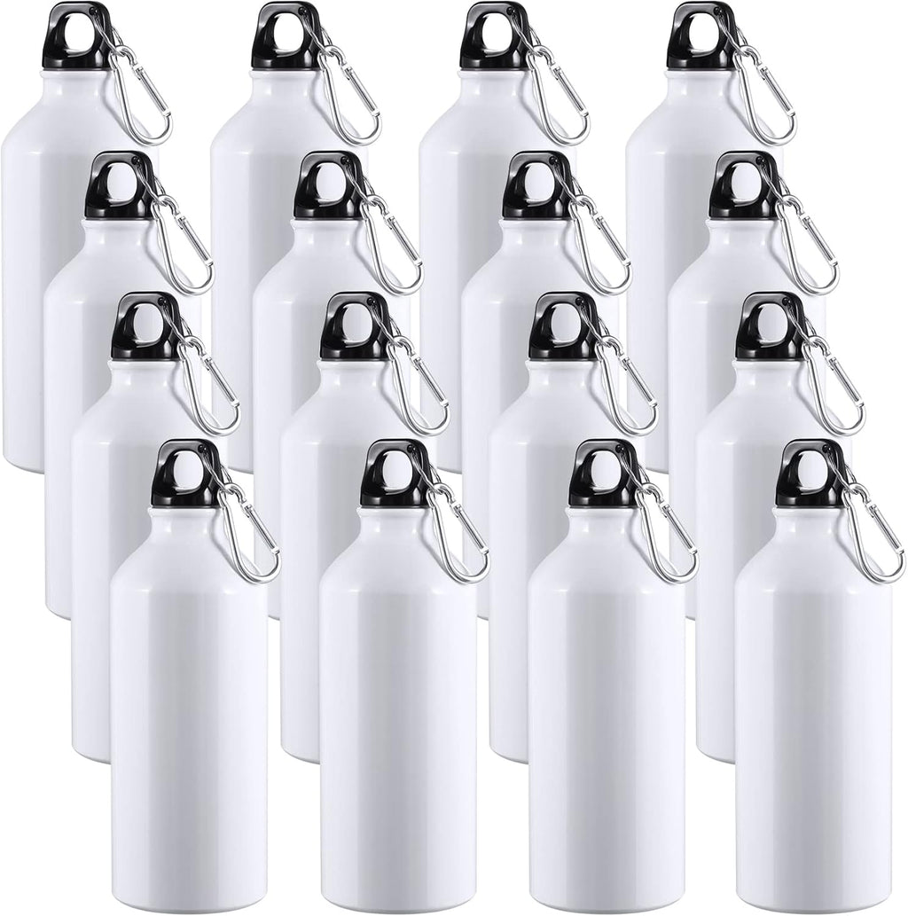 CHENGU 16 Pack Aluminum Water Bottles, 20 oz, Sports Water Bottles, White