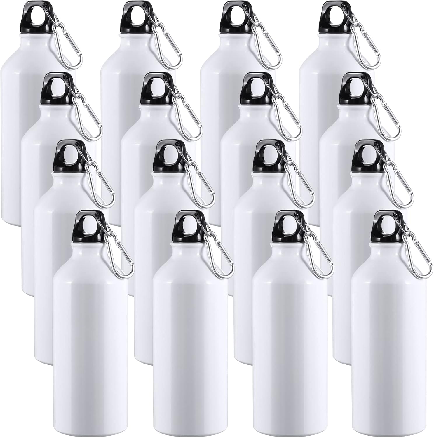 CHENGU 16 Pack Aluminum Water Bottles, 20 oz, Sports Water Bottles, White